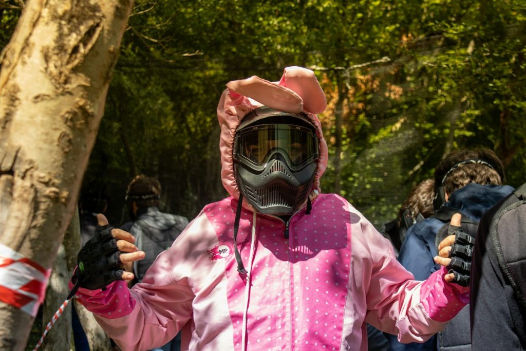 Paintball player in a mask