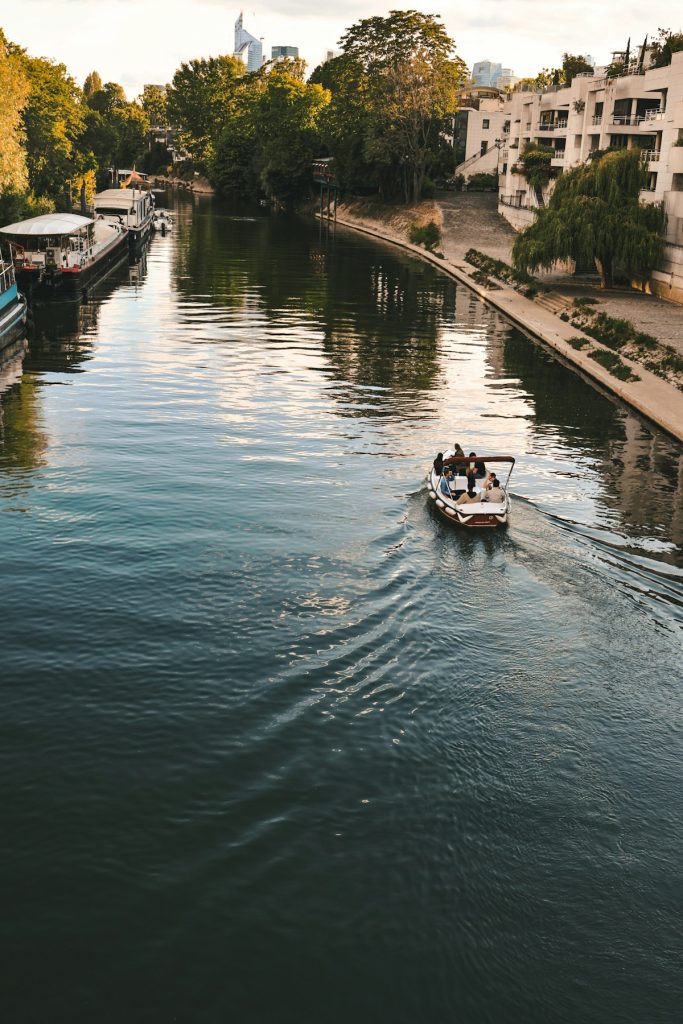 Boat cruising on a river